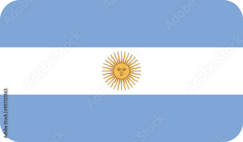 Flag of the Argentine Republic with rounded edges. National symbol of Argentine. Vector image, flag icon.