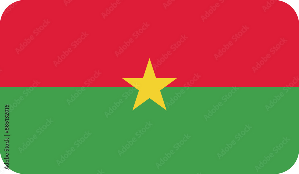 Flag of Burkina Faso with rounded edges. National symbol of Burkina Faso. Vector image, flag icon. Flag of Burkina Faso with rounded edges. National symbol of Burkina Faso. Vector image, flag icon.