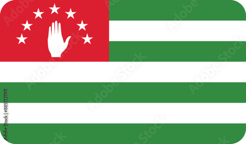 Flag of Abkhazia with rounded edges. National symbol of Abkhazia. Vector image, flag icon.