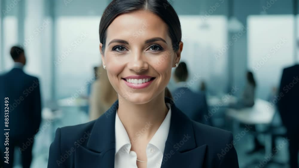 Smiling businesswoman portrait in office close up Smiling businesswoman portrait in office close up