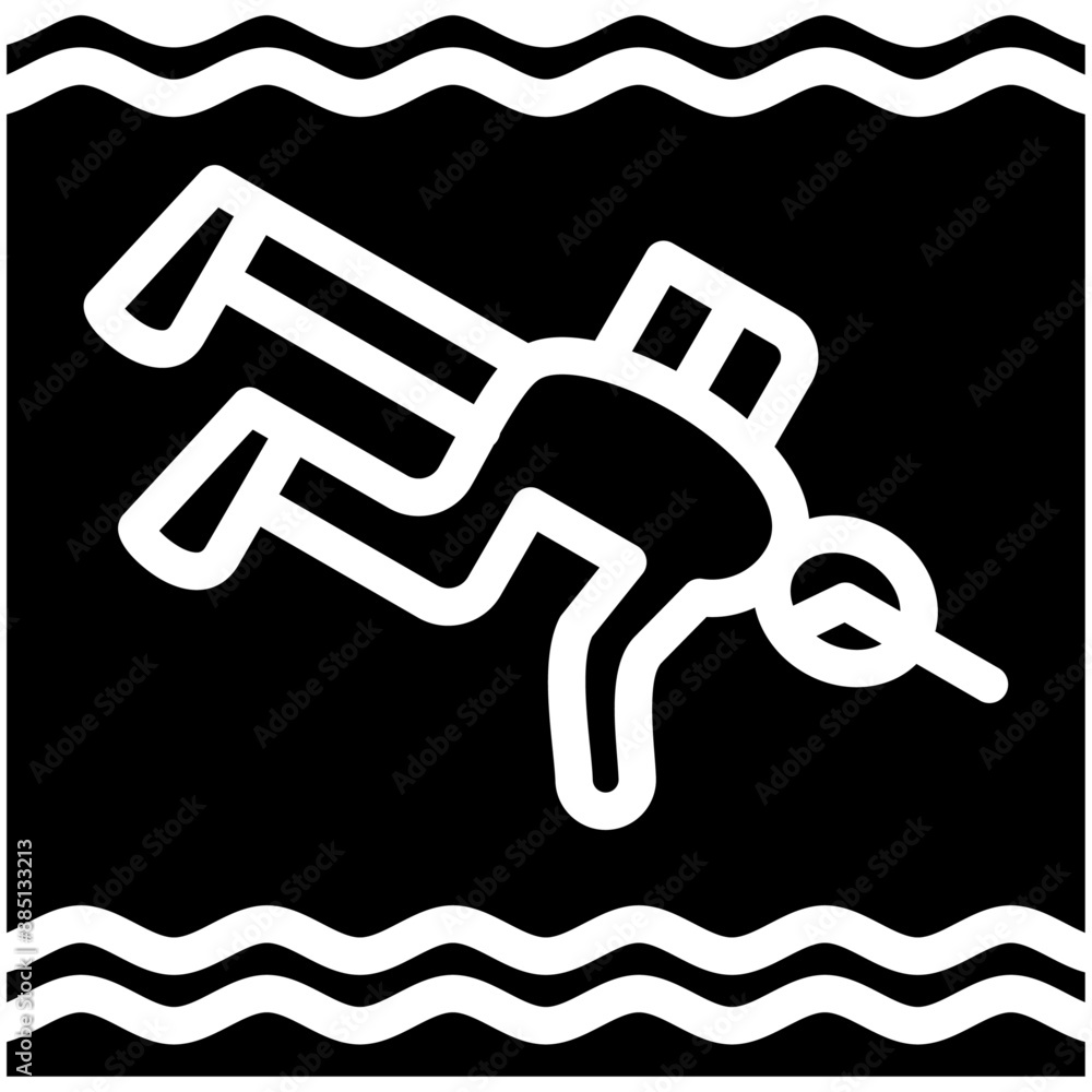 Scuba Diving vector icon illustration of Vacation and Tourism iconset. Scuba Diving vector icon illustration of Vacation and Tourism iconset.