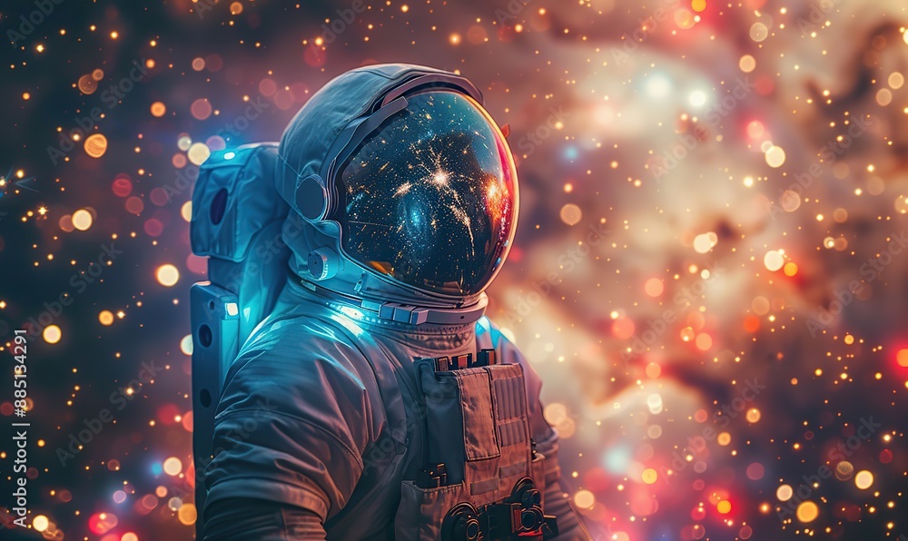 astronaut spacewalk in outer space on background of galaxy planets contemporary art collage astronaut spacewalk in outer space on background of galaxy planets contemporary art collage