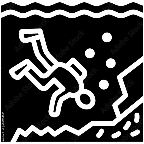 Deep Diving vector icon illustration of Vacation and Tourism iconset.