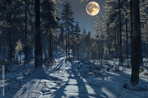 Snowy forest at the winter