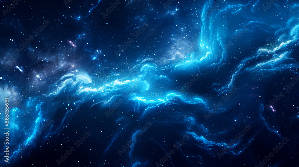 Blue nebula in space with stars Blue nebula in space with stars