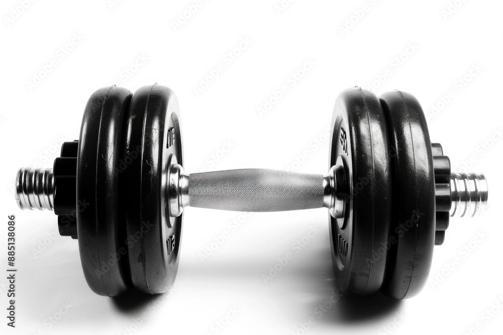 Naklejka premium Gym White Background. Dumbbell and Barbell Fitness Equipment Isolated on White