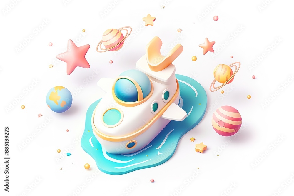 Fototapeta premium Space hand drawn color illustrations set. Doodle astronomical phenomena. Cartoon moon, comet, asteroid, lightning, explosion, planets. Cosmic collection. Astronomy for kid isolated vector 