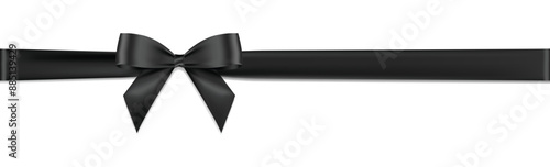 Black bow long horizontal ribbon realistic shiny satin vector for decorate decorate your Invitation card, brochure ,greeting card ,book cover ,isolated on white background.
