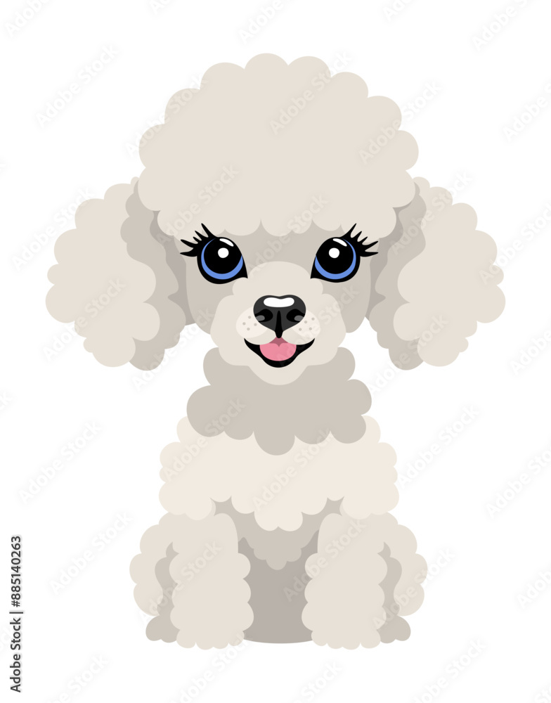 Cute white poodle puppy. Vector isolated illustration Cute white poodle puppy. Vector isolated illustration