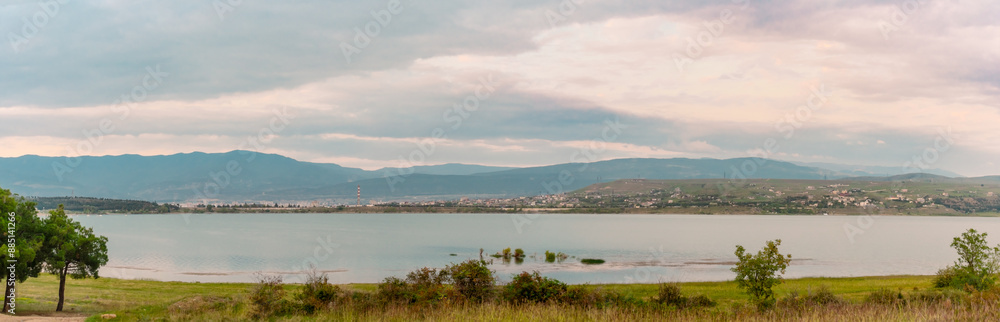 View of the lake in Tbilisi and the nature around it. Tbilisi Sea, lake in the city of Tbilisi, Georgia. View of the lake in Tbilisi and the nature around it. Tbilisi Sea, lake in the city of Tbilisi, Georgia.