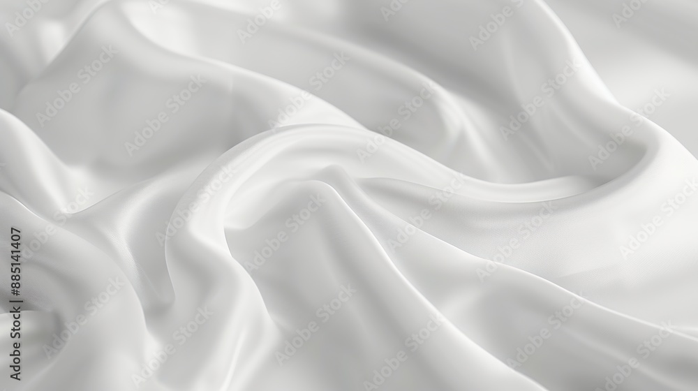 Fototapeta premium Closeup of rippled white silk fabric lines. 3d render