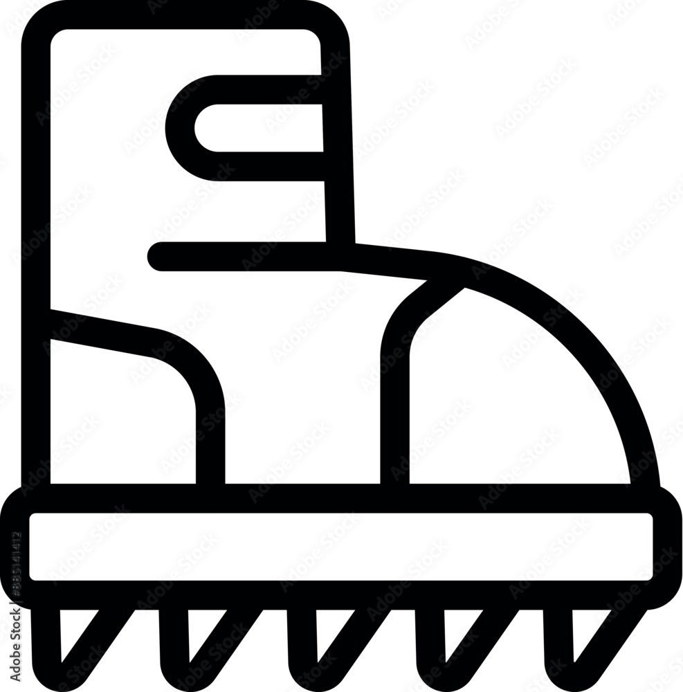 Line icon of professional ice skates with blades for speed skating competition on a white background Line icon of professional ice skates with blades for speed skating competition on a white background