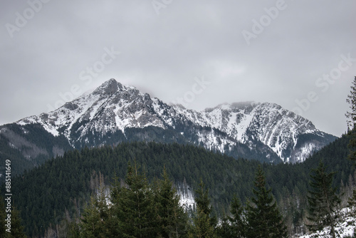 polish tatra mountains in winter weather