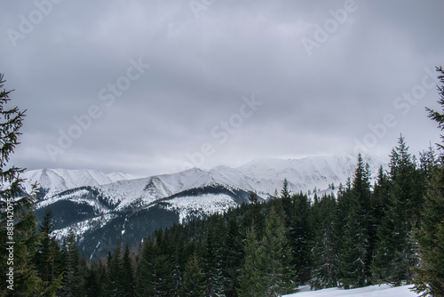 polish tatra mountains in winter weather