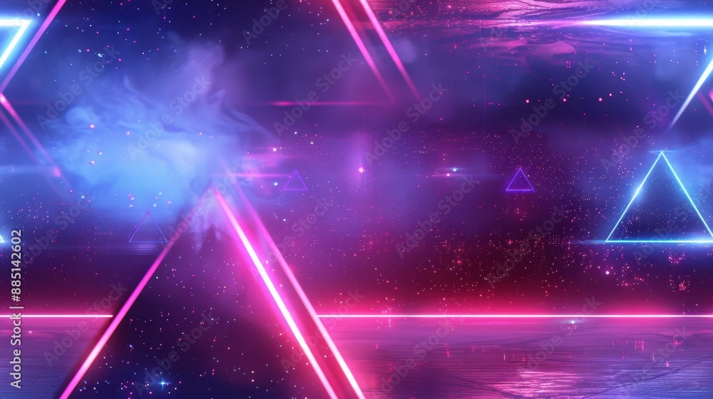 seamless pattern, Futuristic neon lights with geometric shapes and space background, perfect for tech-inspired designs and modern aesthetics. seamless pattern, Futuristic neon lights with geometric shapes and space background, perfect for tech-inspired designs and modern aesthetics.