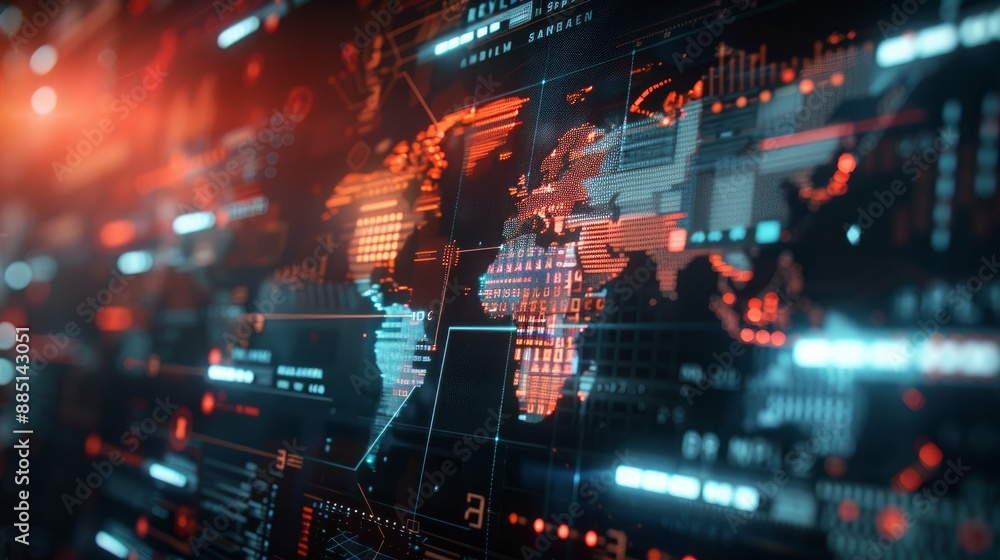 A futuristic digital background for world news and tech communication.
A futuristic digital background for world news and tech communication.
