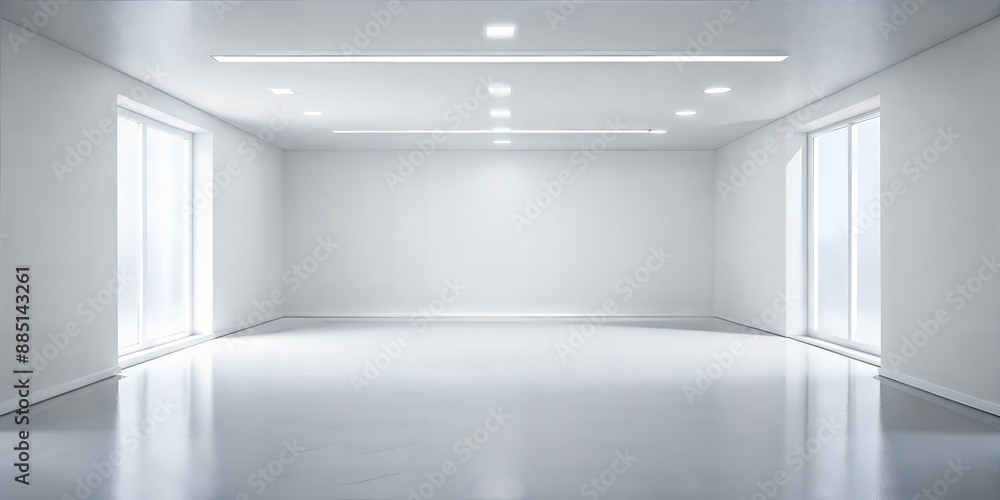 Fototapeta premium White clean empty architecture interior space room studio background wall display products minimalistic. 3d rendering.