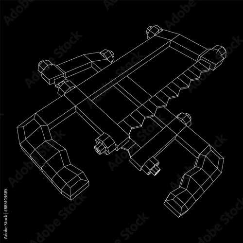 Hacksaw manual or Hand hacksaw. Wireframe low poly mesh vector illustration