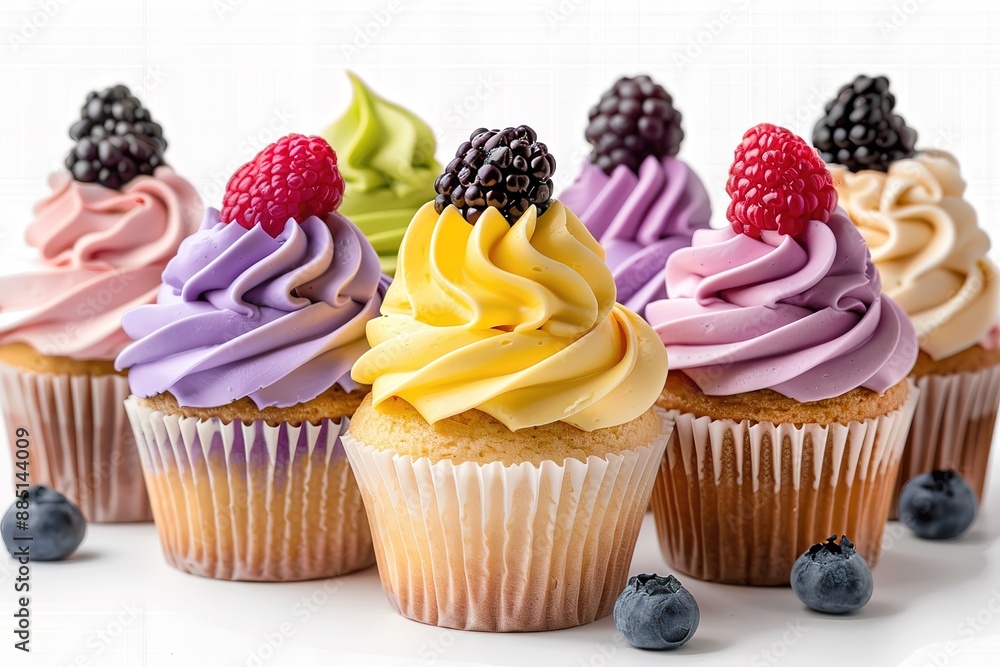 Tasty colorful cupcakes on white background
Tasty colorful cupcakes on white background