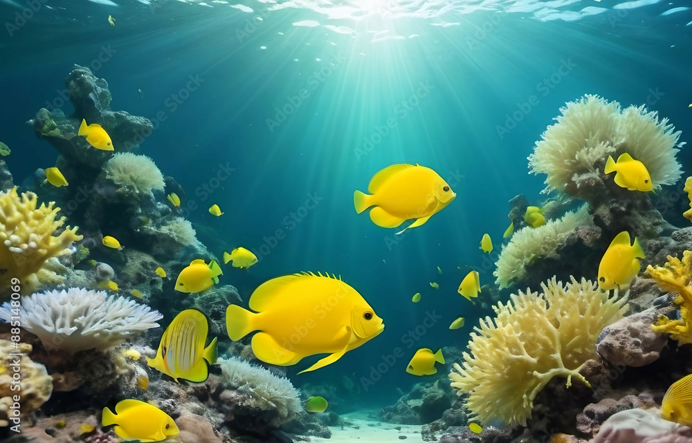 Naklejka premium Exotic underwater world.