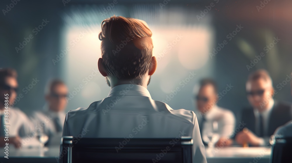 A female leader faces her team, leading a business meeting with confidence. A female leader faces her team, leading a business meeting with confidence.