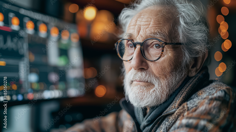 Elderly individual utilizing IoT health monitoring devices at home, with alerts sent to family members and healthcare providers for any anomalies. Elderly individual utilizing IoT health monitoring devices at home, with alerts sent to family members and healthcare providers for any anomalies.
