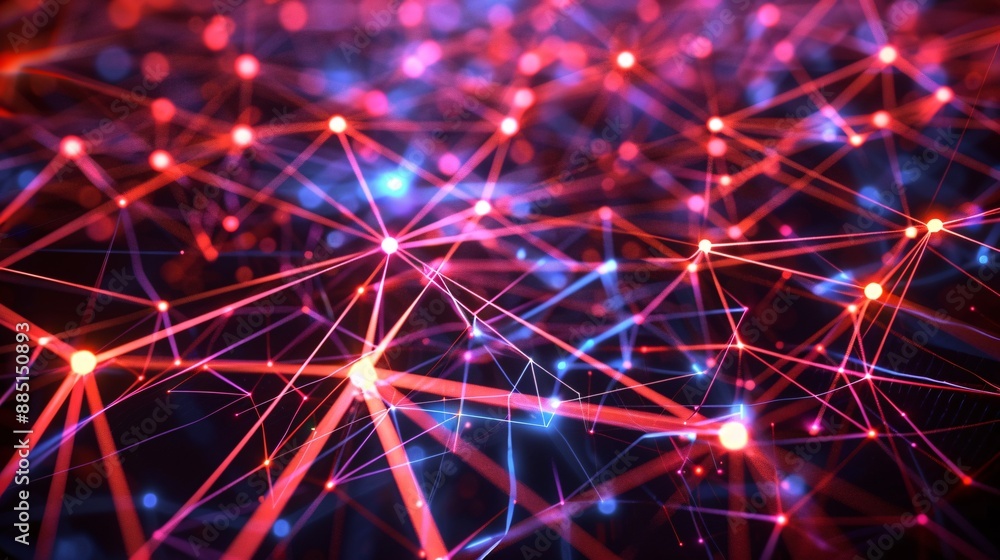 A dynamic technology backdrop featuring a network of interconnected lines and nodes, glowing with vibrant colors, representing the complex and ever-evolving nature of modern technology and A dynamic technology backdrop featuring a network of interconnected lines and nodes, glowing with vibrant colors, representing the complex and ever-evolving nature of modern technology and