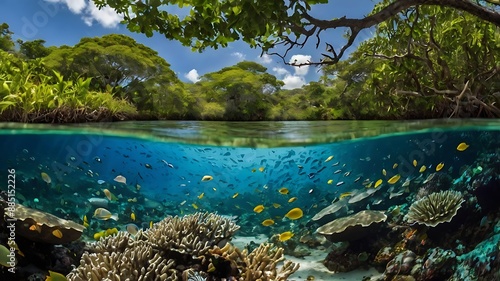 Fototapeta Naklejka Na Ścianę i Meble -  landscape with trees. Generative Ai.