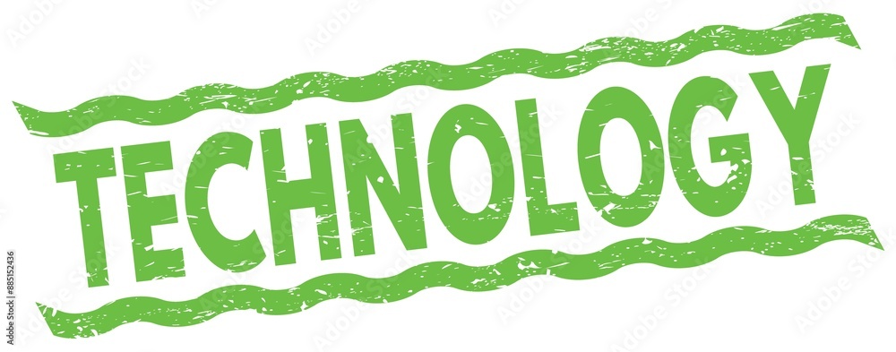 TECHNOLOGY text on green lines stamp sign. TECHNOLOGY text on green lines stamp sign.