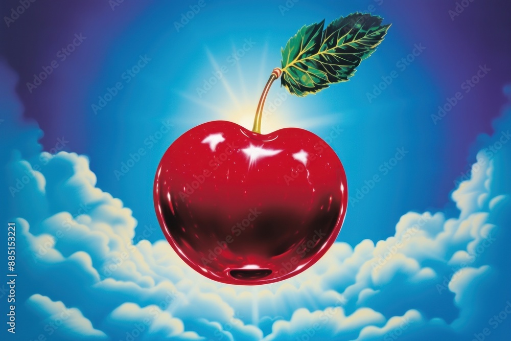 Obraz premium Airbrush art of a cherry fruit plant food.
