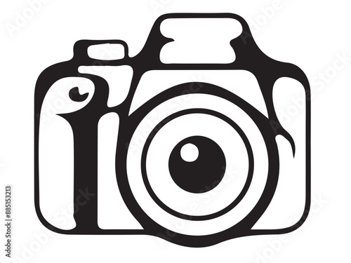 camera vector illustration. good for camera icon, photography, or videography industry. simple line art flat with grey color style Pro Vector
