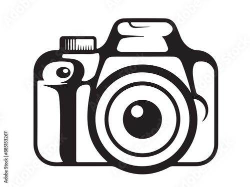 camera vector illustration. good for camera icon, photography, or videography industry. simple line art flat with grey color style Pro Vector