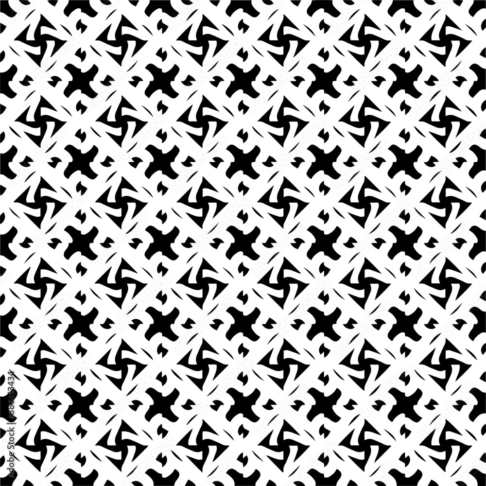 Fototapeta premium Abstract black figures on a whire background. Seamless texture for fashion, textile design, on wall paper, wrapping paper, fabrics and home decor. Simple repeat pattern.