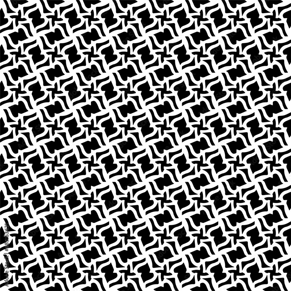 Abstract black figures on a whire background. Seamless texture for fashion, textile design, on wall paper, wrapping paper, fabrics and home decor. Simple repeat pattern. Abstract black figures on a whire background. Seamless texture for fashion, textile design, on wall paper, wrapping paper, fabrics and home decor. Simple repeat pattern.