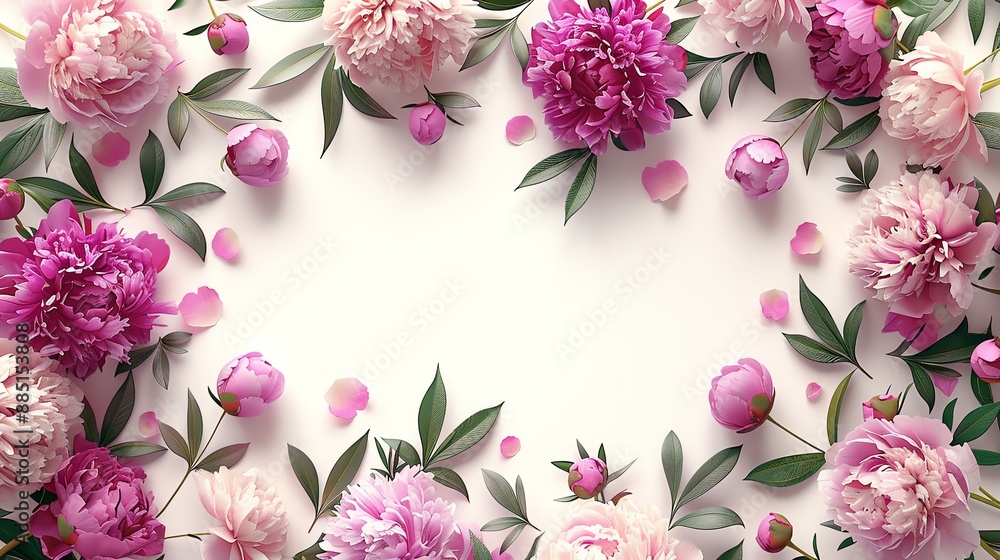 Floral Frame with Pink Peonies. Floral Frame with Pink Peonies.
