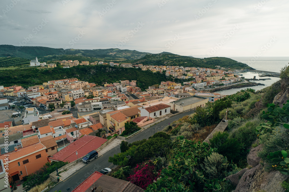 Obraz premium Castelsardo town in Sardinia island, Italy. Townscape in Province of Sassari, Gulf of Asinara.