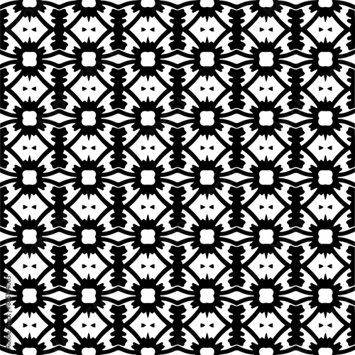 Abstract black figures on a whire background. Seamless texture for fashion, textile design, on wall paper, wrapping paper, fabrics and home decor. Simple repeat pattern.