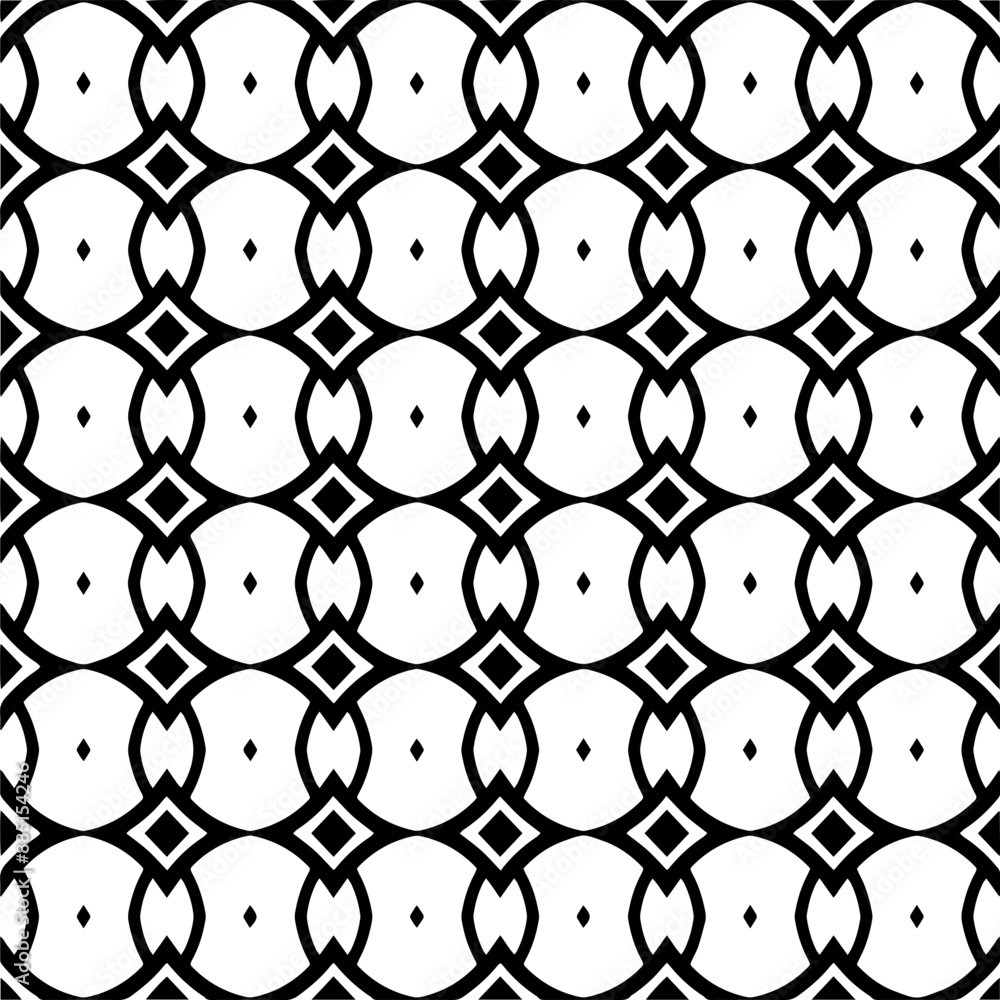 Naklejka premium Abstract black figures on a whire background. Seamless texture for fashion, textile design, on wall paper, wrapping paper, fabrics and home decor. Simple repeat pattern.