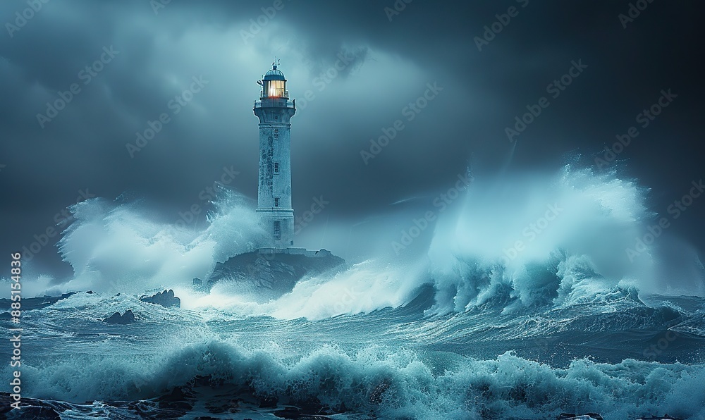 lighthouse on a rock in a storm lighthouse on a rock in a storm