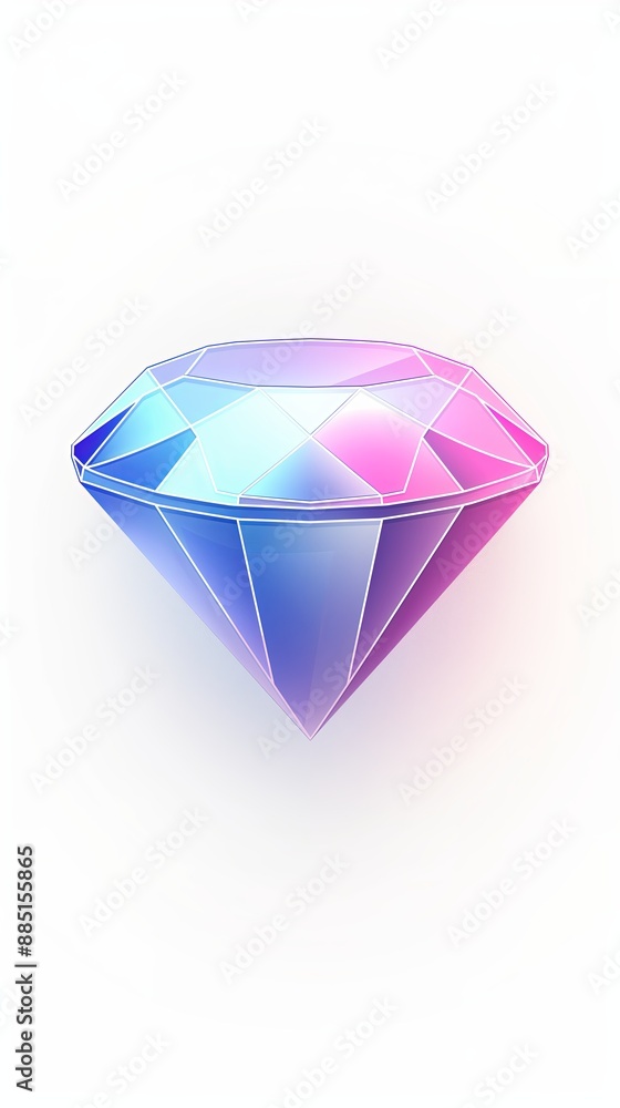 Illustration of a diamond with blue,purple gradient on white backdrop,creating colorful visual.clean white background provides stark contrast,making the colors,details of the diamond stand out vividly Illustration of a diamond with blue,purple gradient on white backdrop,creating colorful visual.clean white background provides stark contrast,making the colors,details of the diamond stand out vividly