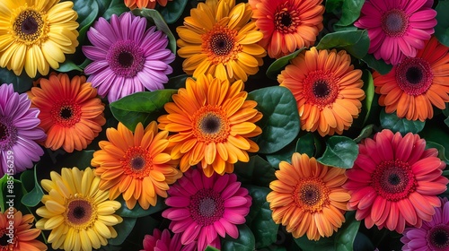 Wallpaper Mural Colorful Gerbera Daisies Close Up. Torontodigital.ca