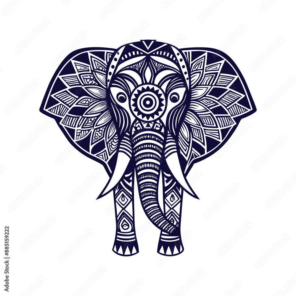 Obraz premium Elephant mandala Clip art isolated vector illustration on a white background