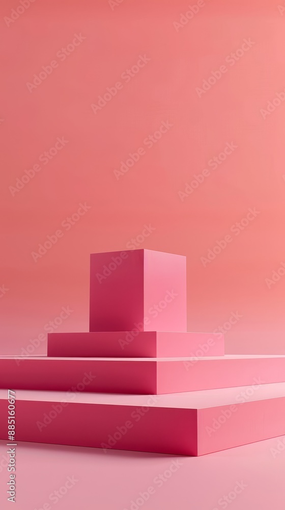 Pink cubes stacked on top of each other in a pink background Pink cubes stacked on top of each other in a pink background