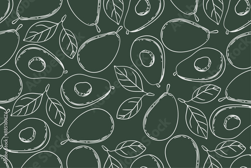seamless pattern avocado vector drawing
