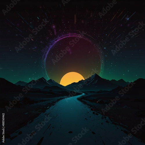 night sky and moon