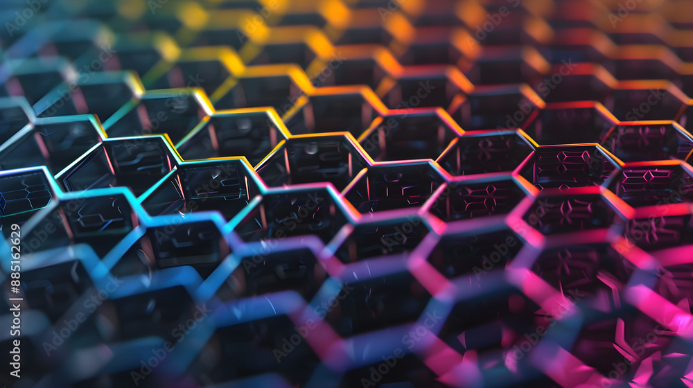 Vibrant Abstract Hexagonal Pattern with Multicolor Gradient. Vibrant Abstract Hexagonal Pattern with Multicolor Gradient.