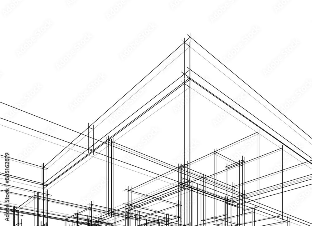 house building sketch architecture 3d illustration house building sketch architecture 3d illustration