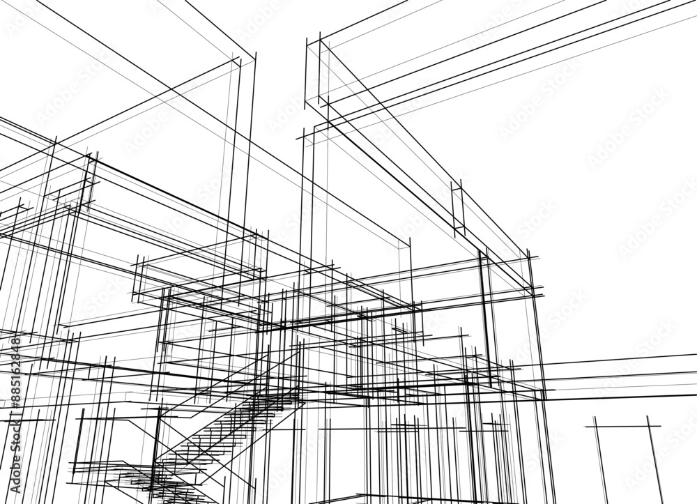 house building sketch architecture 3d illustration house building sketch architecture 3d illustration