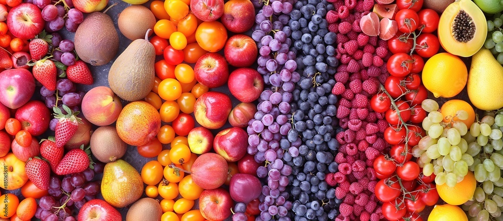 Rows of various kinds of fruit photographed from above Rows of various kinds of fruit photographed from above