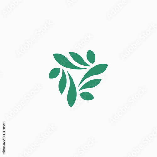 Abstract three leaf logo. leaf icon dynamic green color